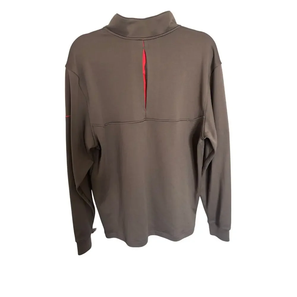 Nike Golf Dri-FIT 1/4 Zip Pullover Large Poppy‎ Hills Pebble Beach Taupe